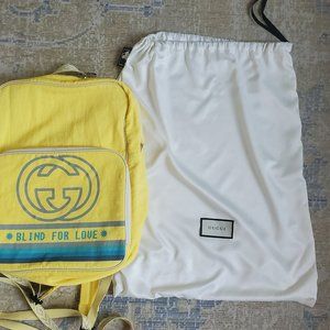 Gucci Yellow "Blind for Love" Logo Backpack